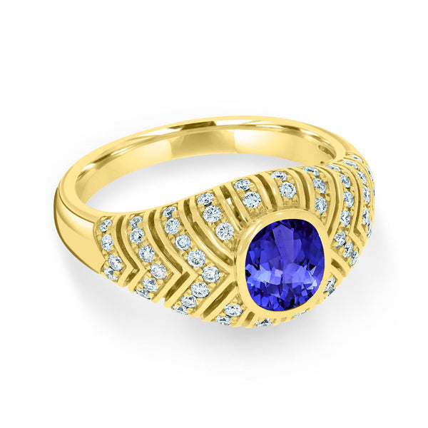 0.6ct Oval Tanzanite Ring with 0.4 cttw Diamond