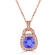 2.4ct Cushion Tanzanite Pendant with 0.39 cttw Diamond