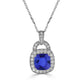 2.4ct Cushion Tanzanite Pendant with 0.39 cttw Diamond