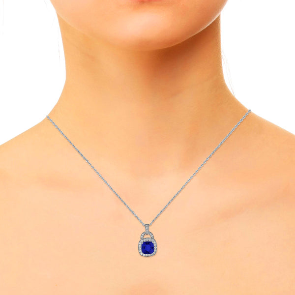 2.4ct Cushion Tanzanite Pendant with 0.39 cttw Diamond