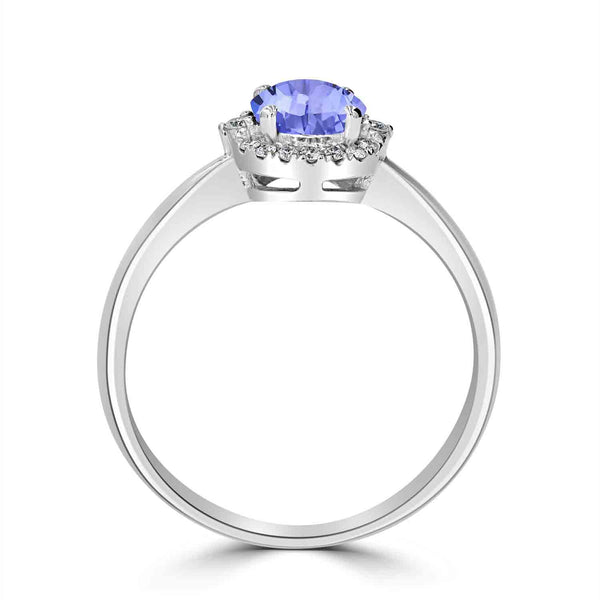 0.7ct Round Tanzanite Ring with 0.09 cttw Diamond