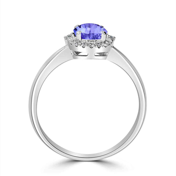 0.7ct Round Tanzanite Ring with 0.09 cttw Diamond