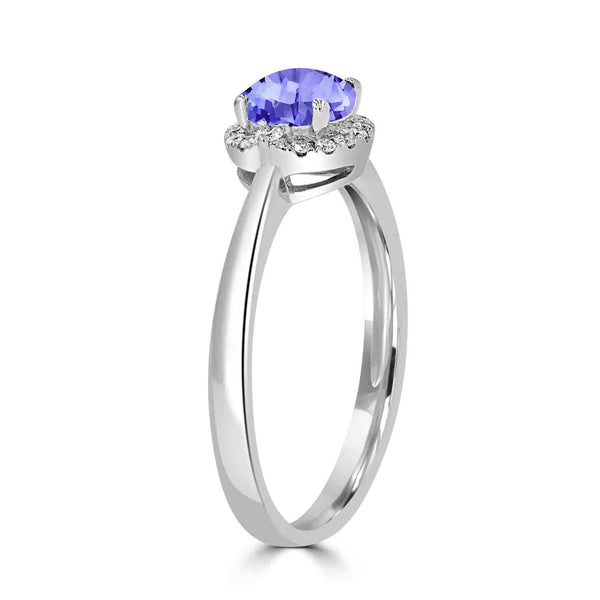 0.7ct Round Tanzanite Ring with 0.09 cttw Diamond