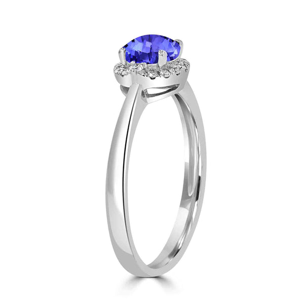 0.7ct Round Tanzanite Ring with 0.09 cttw Diamond