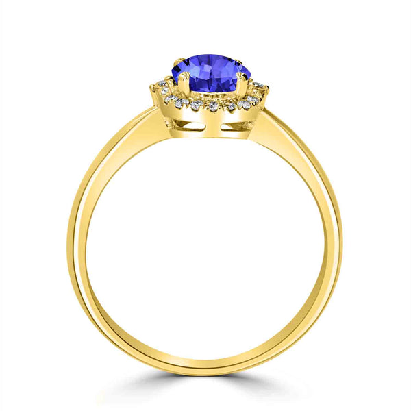 0.7ct Round Tanzanite Ring with 0.09 cttw Diamond