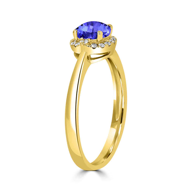 0.7ct Round Tanzanite Ring with 0.09 cttw Diamond