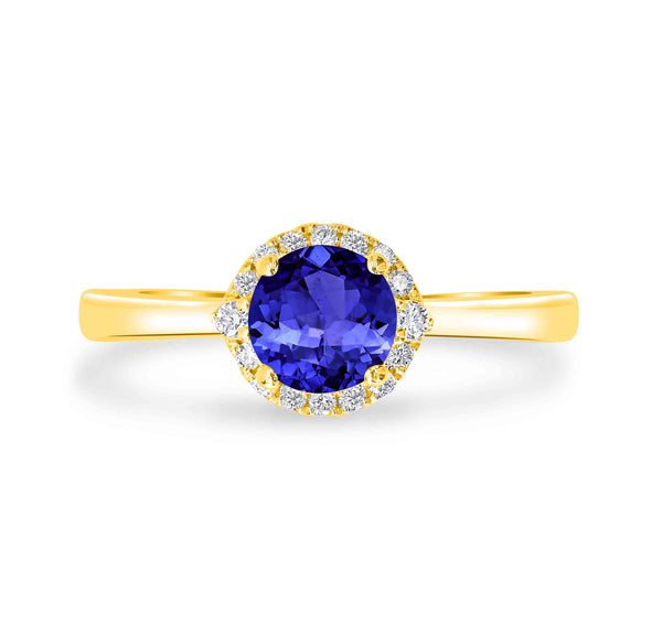 0.7ct Round Tanzanite Ring with 0.09 cttw Diamond