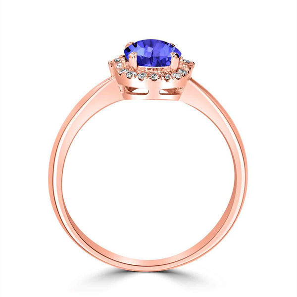 0.7ct Round Tanzanite Ring with 0.09 cttw Diamond