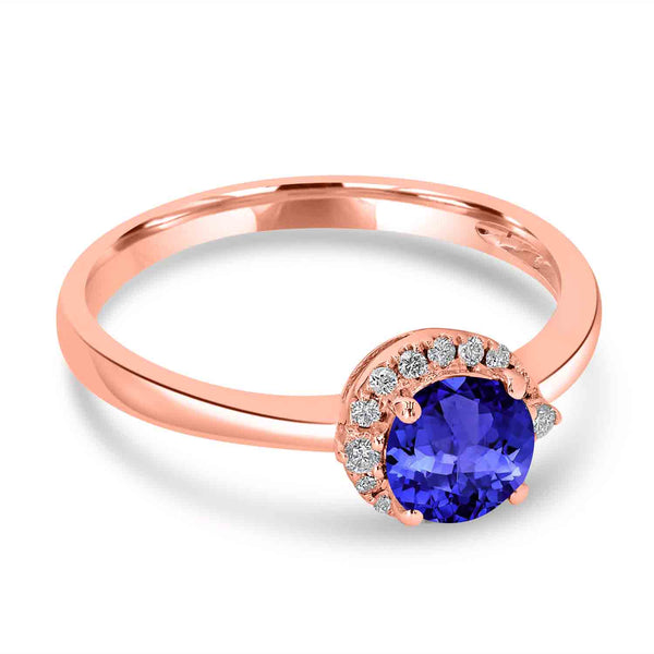 0.7ct Round Tanzanite Ring with 0.09 cttw Diamond