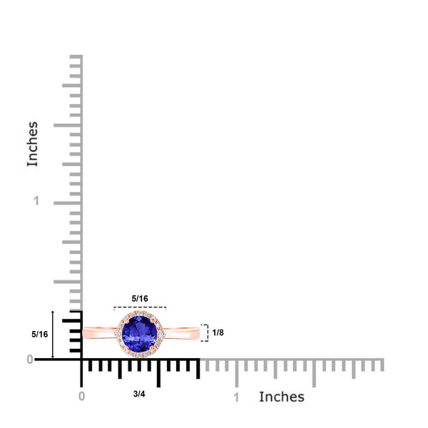 0.7ct Round Tanzanite Ring with 0.09 cttw Diamond