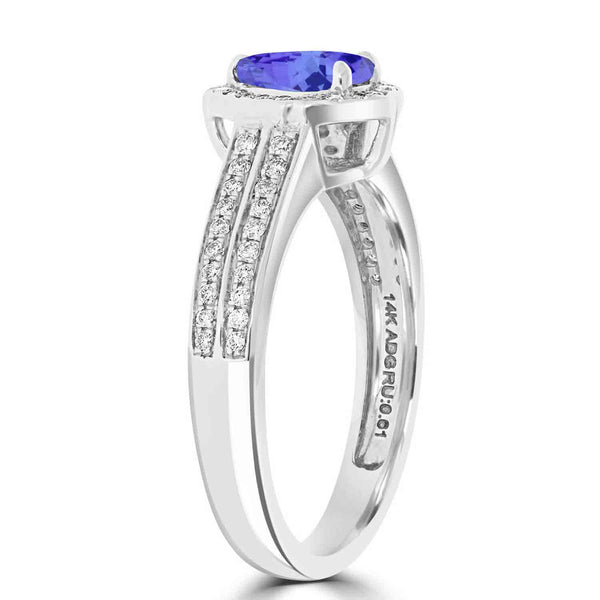 0.65ct Pear Tanzanite Ring with 0.29 cttw Diamond