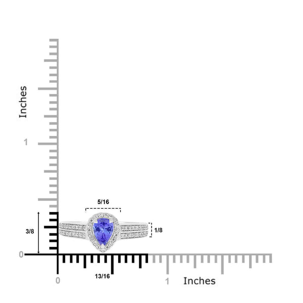 0.65ct Pear Tanzanite Ring with 0.29 cttw Diamond
