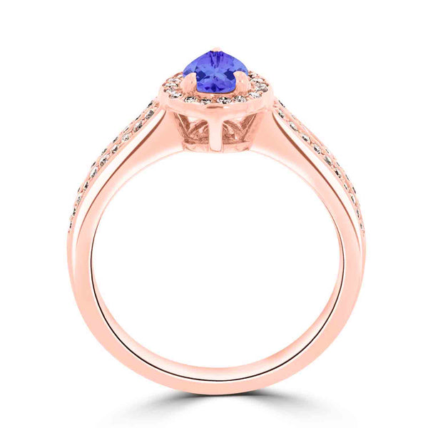 0.65ct Pear Tanzanite Ring with 0.29 cttw Diamond
