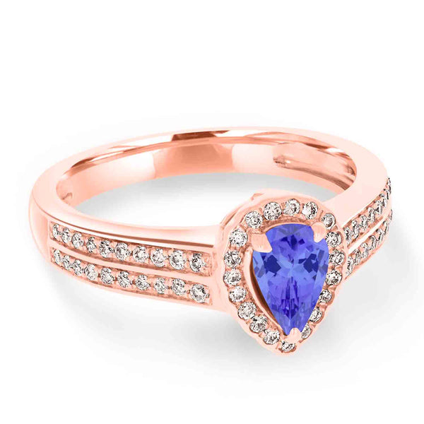 0.65ct Pear Tanzanite Ring with 0.29 cttw Diamond