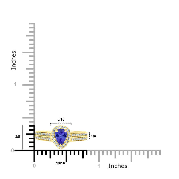 0.65ct Pear Tanzanite Ring with 0.29 cttw Diamond