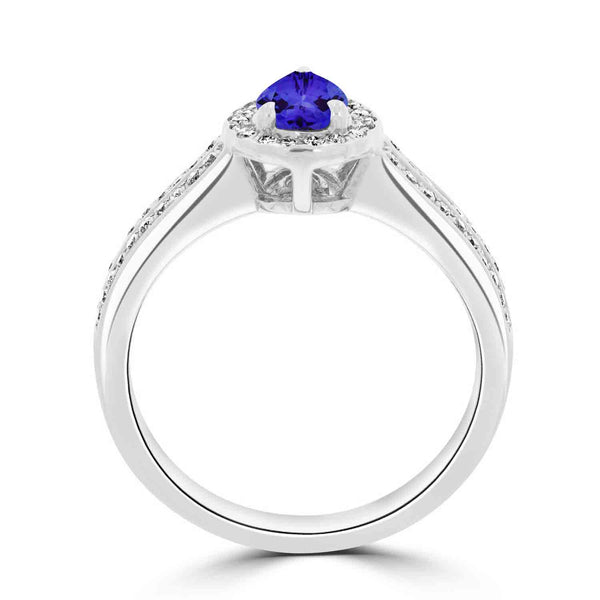 0.65ct Pear Tanzanite Ring with 0.29 cttw Diamond