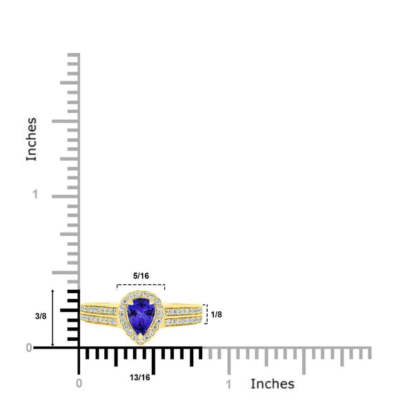 0.65ct Pear Tanzanite Ring with 0.29 cttw Diamond