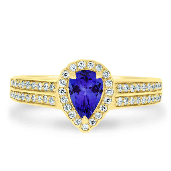 0.65ct Pear Tanzanite Ring with 0.29 cttw Diamond