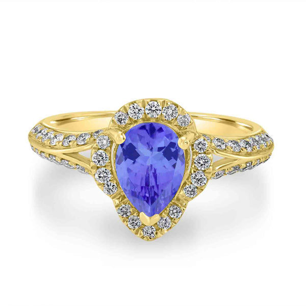 1.15ct Pear Tanzanite Ring with 0.43 cttw Diamond