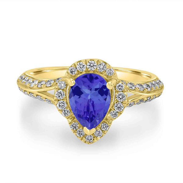 1.15ct Pear Tanzanite Ring with 0.43 cttw Diamond