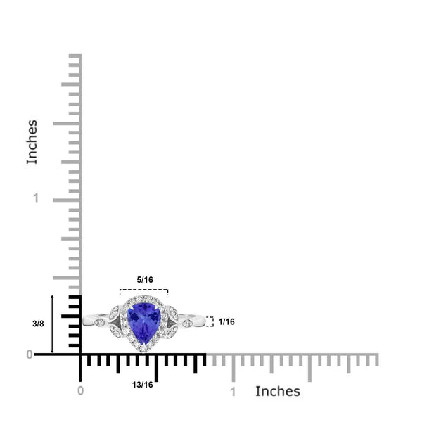 0.65ct Pear Tanzanite Ring with 0.23 cttw Diamond