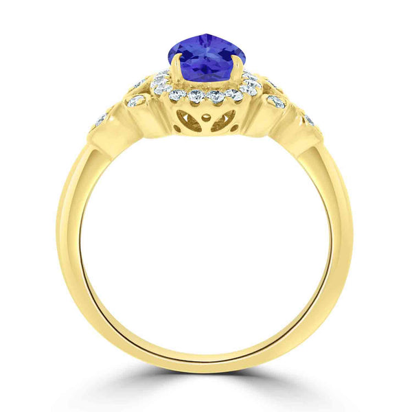 0.65ct Pear Tanzanite Ring with 0.23 cttw Diamond