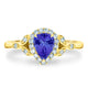 0.65ct Pear Tanzanite Ring with 0.23 cttw Diamond