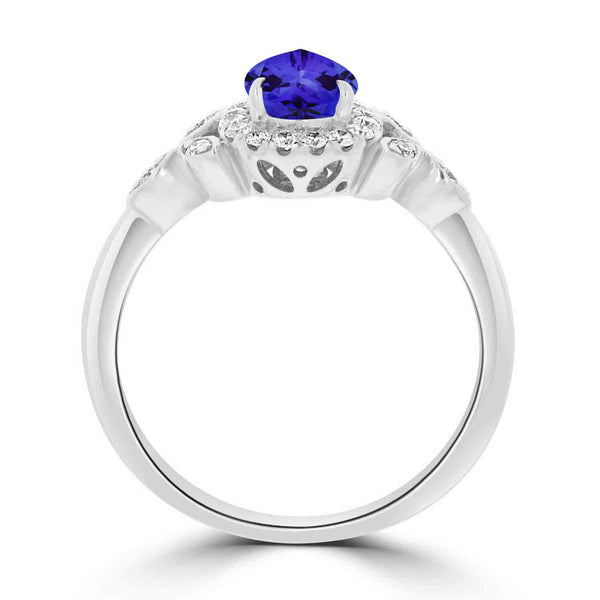 0.65ct Pear Tanzanite Ring with 0.23 cttw Diamond