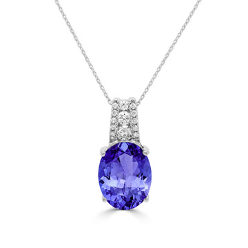 2.85ct Oval Tanzanite Pendant with 0.12 cttw Diamond