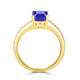 1.6ct Emerald Cut Tanzanite Ring with 0.14 cttw Diamond