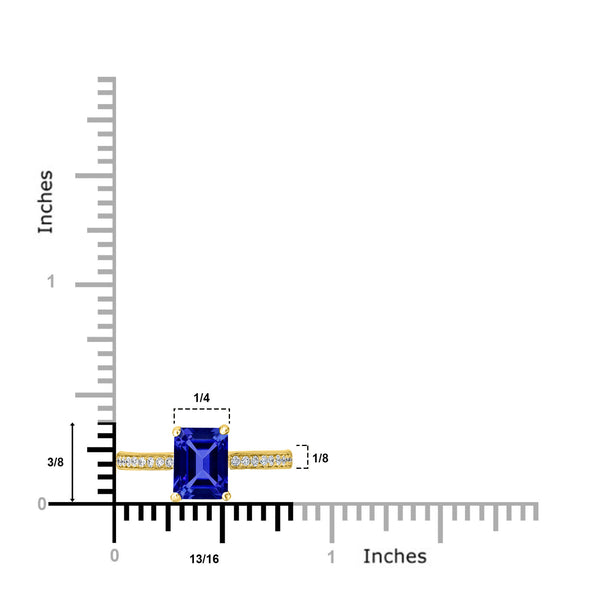 1.6ct Emerald Cut Tanzanite Ring with 0.14 cttw Diamond