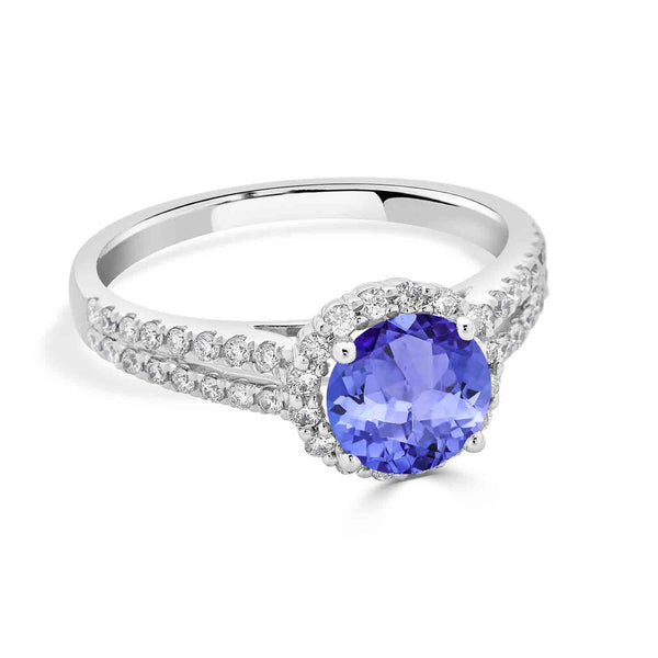 1.4ct Round Tanzanite Ring with 0.41 cttw Diamond