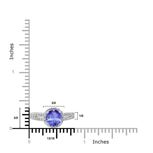 1.4ct Round Tanzanite Ring with 0.41 cttw Diamond