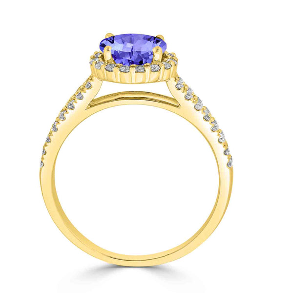 1.4ct Round Tanzanite Ring with 0.41 cttw Diamond