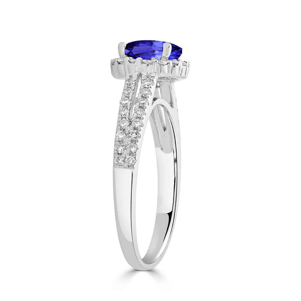 1.4ct Round Tanzanite Ring with 0.41 cttw Diamond