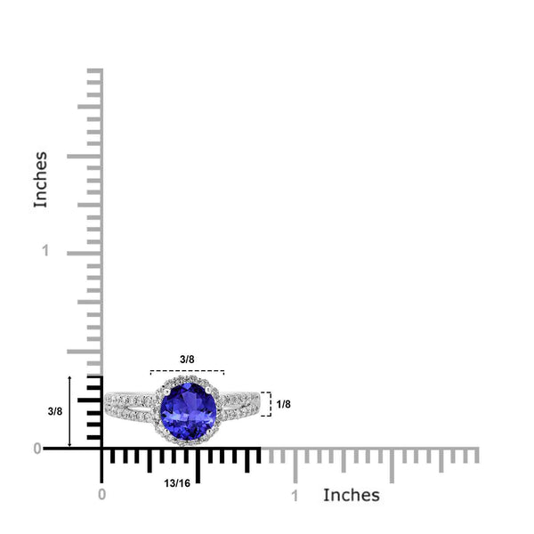 1.4ct Round Tanzanite Ring with 0.41 cttw Diamond