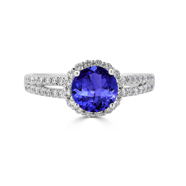 1.4ct Round Tanzanite Ring with 0.41 cttw Diamond