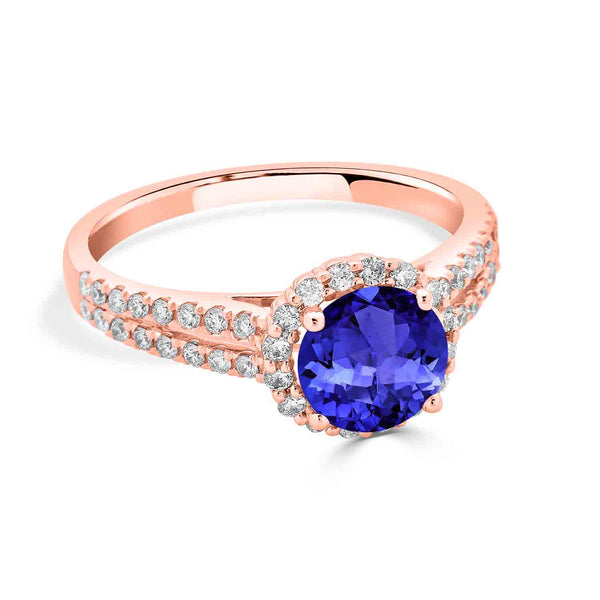 1.4ct Round Tanzanite Ring with 0.41 cttw Diamond