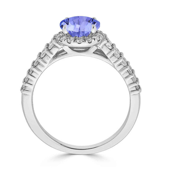 1.4ct Round Tanzanite Ring with 0.58 cttw Diamond