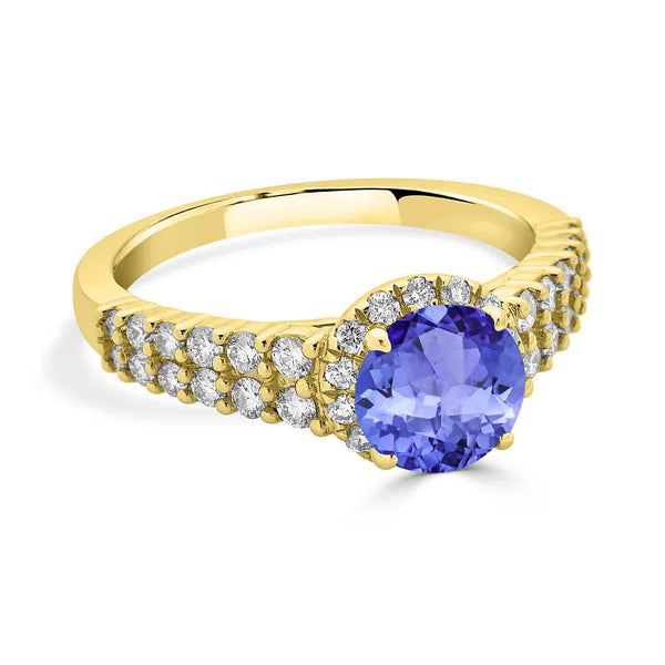 1.4ct Round Tanzanite Ring with 0.58 cttw Diamond