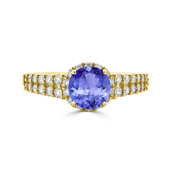 1.4ct Round Tanzanite Ring with 0.58 cttw Diamond