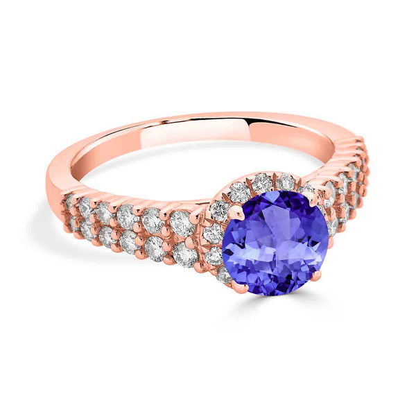 1.4ct Round Tanzanite Ring with 0.58 cttw Diamond