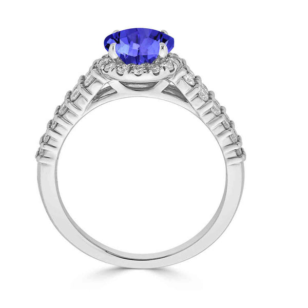 1.4ct Round Tanzanite Ring with 0.58 cttw Diamond