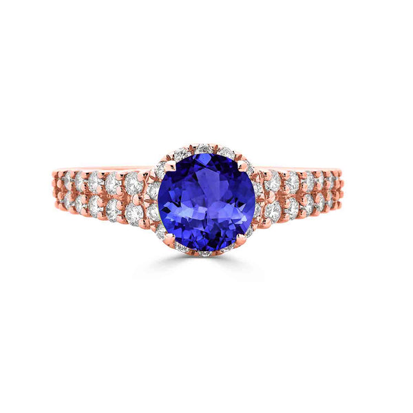 1.4ct Round Tanzanite Ring with 0.58 cttw Diamond