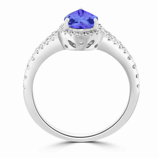 1.15ct Pear Tanzanite Ring with 0.4 cttw Diamond