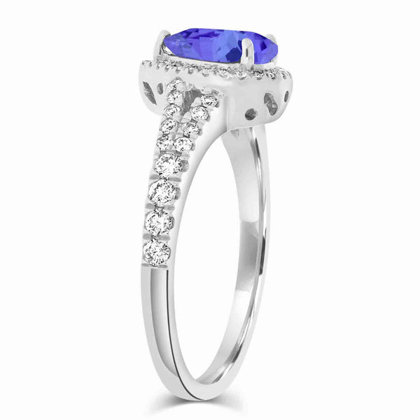 1.15ct Pear Tanzanite Ring with 0.4 cttw Diamond