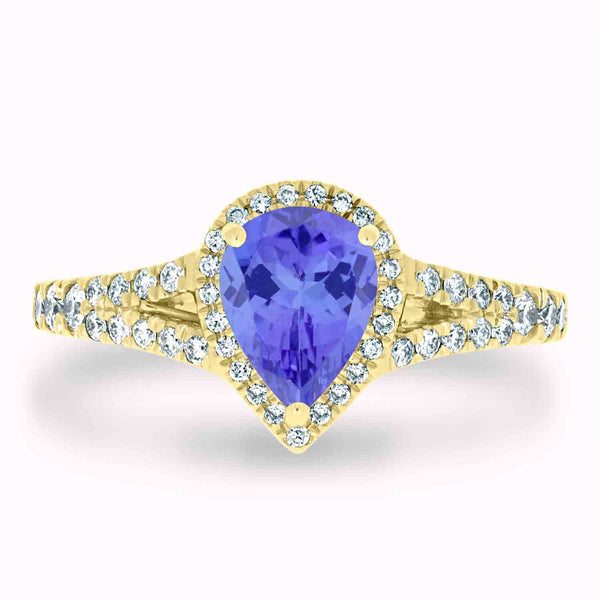 1.15ct Pear Tanzanite Ring with 0.4 cttw Diamond