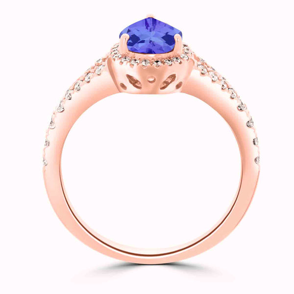 1.15ct Pear Tanzanite Ring with 0.4 cttw Diamond