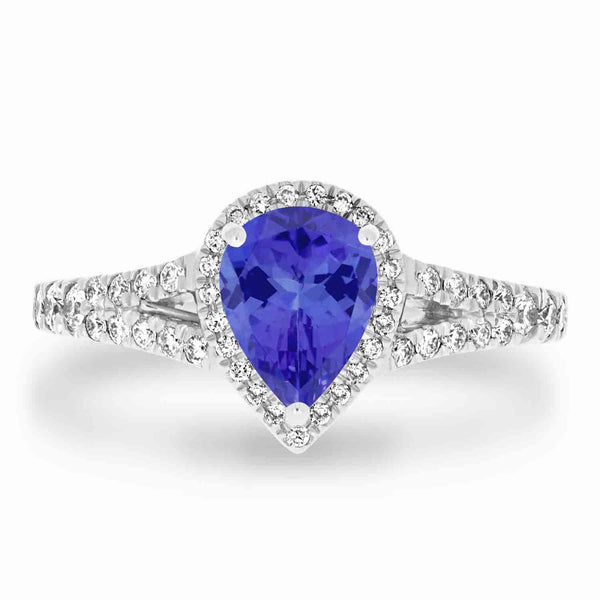 1.15ct Pear Tanzanite Ring with 0.4 cttw Diamond