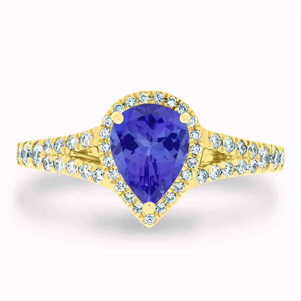 1.15ct Pear Tanzanite Ring with 0.4 cttw Diamond